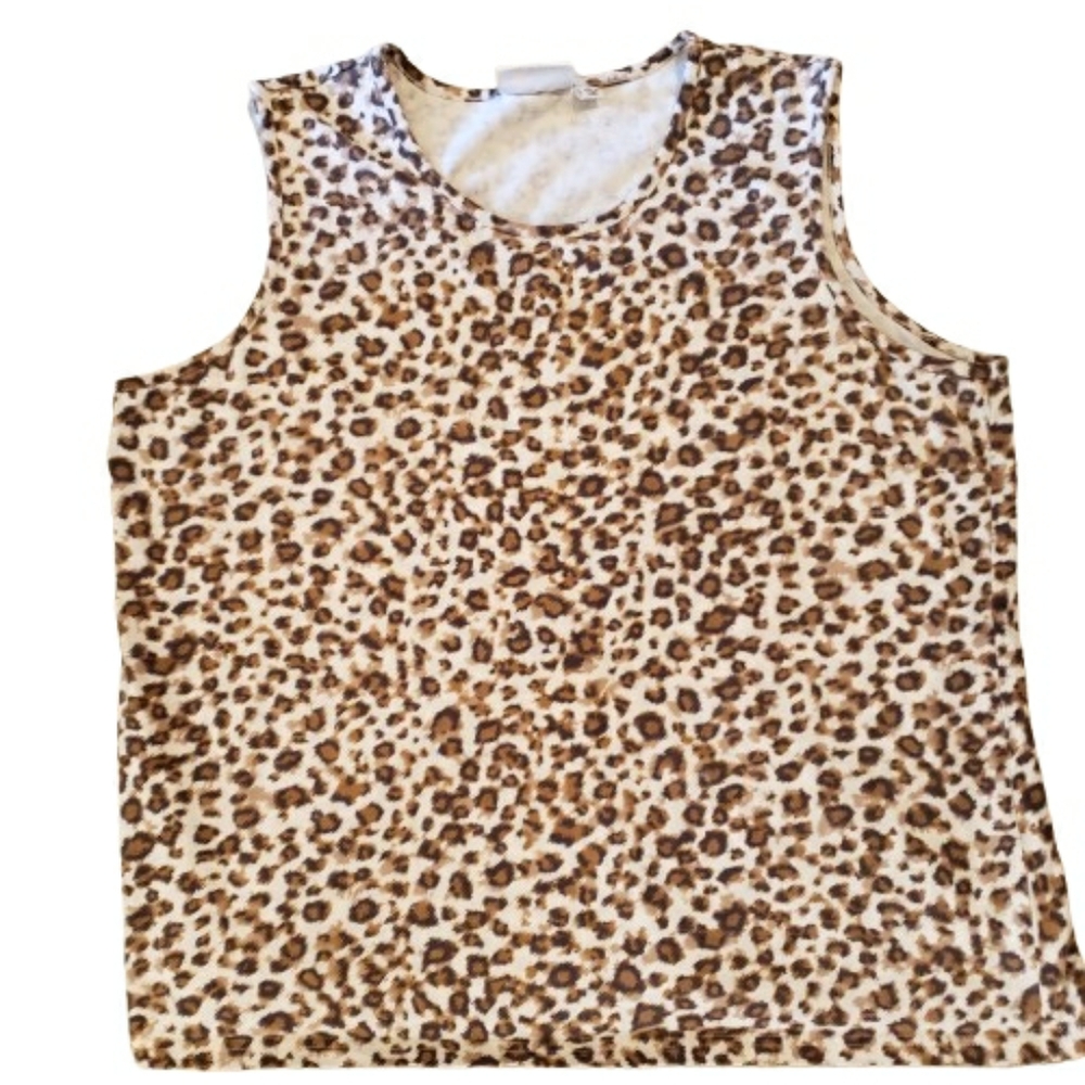 D & Co Women Leopard Print Sleeveless Tank Top 1X